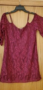 Womens lace burgundy dress
